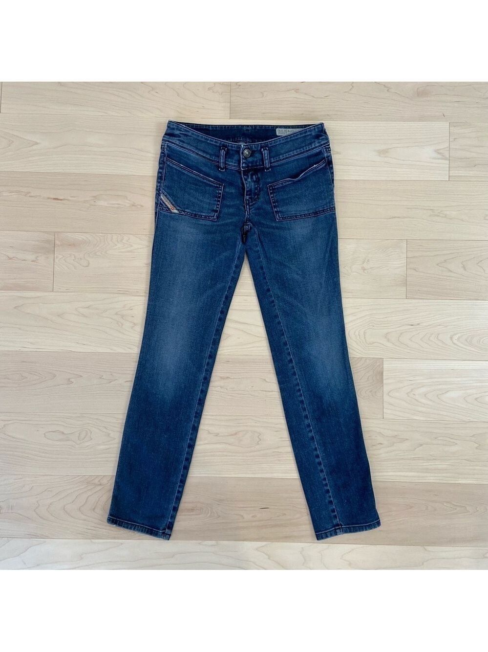 Diesel jeans Husky slim skinny low rise leather black tag blue stretch denim 25 - Picture 13 of 13